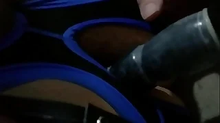 Anal play with a vibrator then a massive rump plug